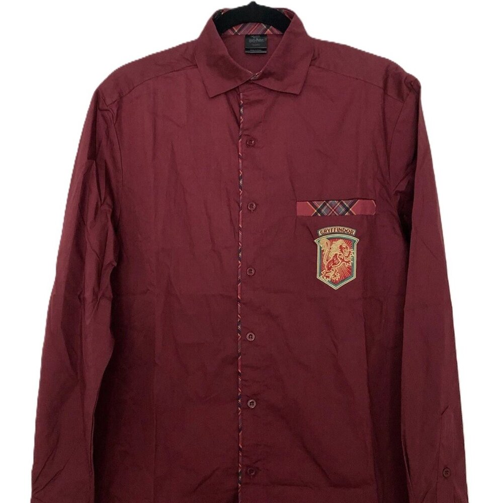 Universal Studios Harry Potter GRYFFINDOR Men's Wine Button Down Shirt Size XLG